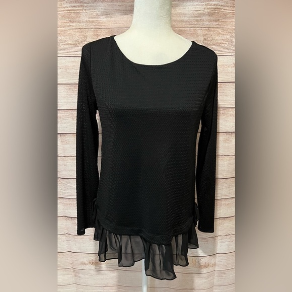 Lauren Conrad Long black tunic top with 5 inch pleated hem size medium - Picture 1 of 7